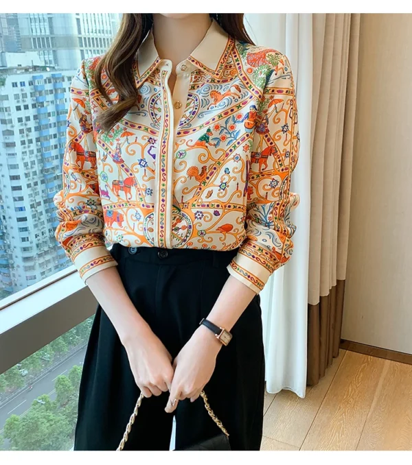 Topluxster Fashion flower print ladies blouse